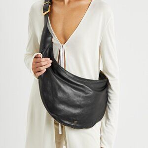 Khaite August black leather hobo shoulder crossbody bag